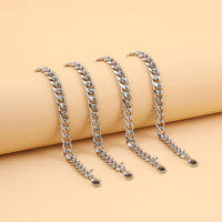 Bracelet cubain à six faces en acier inoxydable pour homme, fait à la main, chaîne et maillons simples polis, accessoire tendance et cool