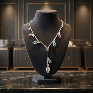 Unique Mullet Zircon Box Chain <b>Necklace</b> 925 <b>Silver</b> Trendy Anniversary Party - Product Image 2