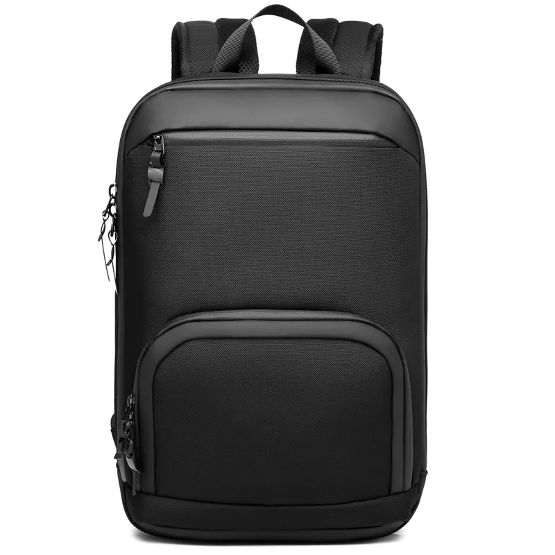 Men's Casual Backpack. Multiple color options. Double pull head, two front pockets, curved shoulder strap.