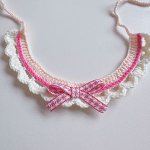 Collar de Gato Tejido a Mano de la Marca Fine Era, Collares de Ganchillo Hechos a Mano con Lazo, Bufanda de Lana Tejida a Mano, Lindo Collar para Mascotas - Product Image 4