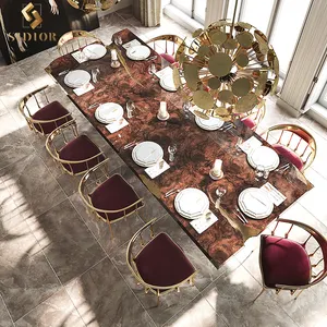 BOCA imparatorluk orijinal altın bakır masa lüks yemek odası mobilyası masa seti 6 8 10 12 kişilik sandalye için 8 10 lüks