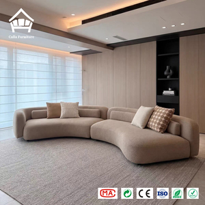 <span class=keywords><strong>Canapé</strong></span> modulaire incurvé rétro en bouclé bordeaux intense pour salon créatif et penthouse - Product Image 3