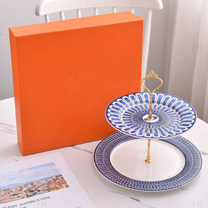 Présentoir à gâteaux en céramique style nordique, plateau à fruits multi-niveaux pour salon, pour services de vaisselle à 2 étages - Product Image 2