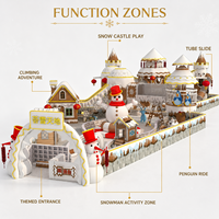 Aire de jeux intérieure d'aventure hivernale personnalisée avec château à plusieurs niveaux, toboggan tubulaire, zones de jeu en mousse souple et caractéristiques de parc d'attractions