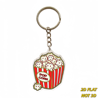 Porte-clés en acrylique en forme de seau de pop-corn, charmant, rayé rouge et blanc, avec des grains souriants, accessoire amusant pour soirée cinéma