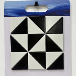 Mosaïque de marbre adhésive irrégulière en noir et blanc de style Art déco pour salle de bain Foshan, pour crédence murale - Product Image 1