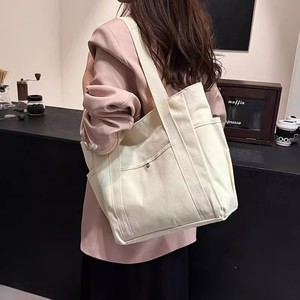 Sacs à main pour femmes, sac à main en toile personnalisé uni, grande capacité, sac fourre-tout, poignées courtes, vente en gros, logo OEM pour le shopping et les voyages - Product Image 3