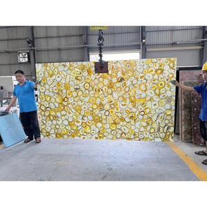 도매 다채로운 대형 반투명 노란색 백라이트 천연 마노 돌 석판 - Product Image 1