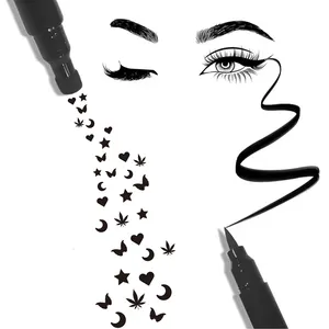 Eyeliner-Stempels Stift mit Fledermaus, Sprossenweb, Stern, Mond, Herz, Blume, Lächeln, Stempel Stencils Formen langlebig wasserdicht schmutzab