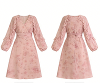 Robe longue à fleurs pour femmes, manches longues, col en V, volants en mousseline, style bohème, pour les vacances, printemps-été, fabricant OEM