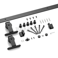 Kit de rail plat à rouleau en acier au carbone satiné en douceur personnalisable de 6 pieds Kit de quincaillerie pour porte de grange coulissante en forme de J