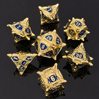 1 pièce DND Dice Set Monster Polyhedral, en métal massif, fait main, écologique, bleu pistolet, à motif perle et grande bouche, pour jeux de société et de rôle, objet de collection