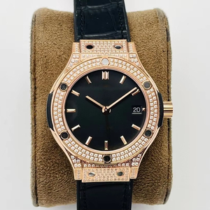 Sapphire diamond-studded bezel automatic mechanical rubber diving <b>watch</b> for men - classic business style stainless steel - Product Image 1