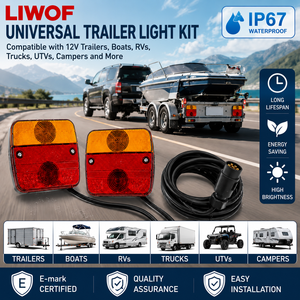 Kit de Luces Traseras Magnéticas Universales de 12V 24V con 4 Funciones: Freno, Luz Trasera, Direccional e Intermitente, Conector de 7 Pines, Cable de 10M, Impermeable IP67 para Remolque - Product Image 3