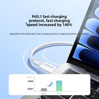 Cable UGREEN USB Tipo C a Tipo C de 240W con Carga Rápida PD de 5A, Trenzado, para Teléfonos Móviles Apple y Android, Tabletas, Portátiles, Cargador USB C