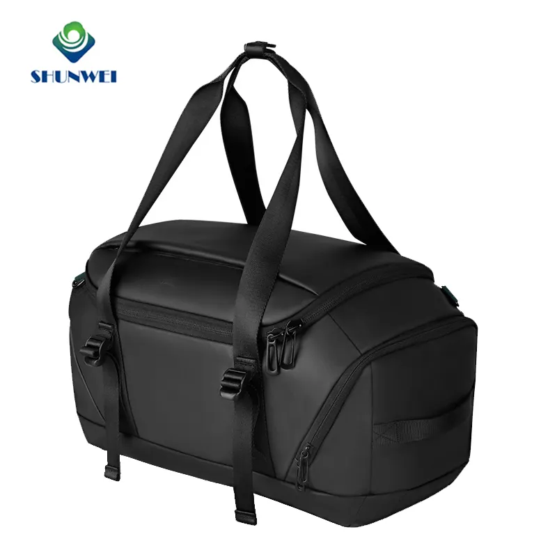 LOGO Kustom Tas Bagasi Kain Tahan Air Tas Travel Pria Hitam Olahraga Bahu Sepatu Saku Tas Ransel Ransel Konvertibel