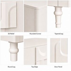 Aparador Moderno Color Crema con Puertas con Relieve Escultural, Mueble de Almacenamiento para Entrada, Sala de Estar u Oficina en Casa - Product Image 3