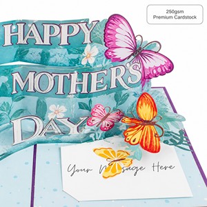Tarjeta de Felicitación 3D Pop-Up para el Día de la Madre, Papel Impreso, Hecha a Mano, con Diseño Floral y de Mariposas, Tarjeta de Cumpleaños con Diseño Personalizado - Product Image 4