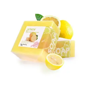 Private logo Natural Plant Fruit Essential Oil Lemon Face Body Whitening Cleansing Handmade Toilet Soap Bar