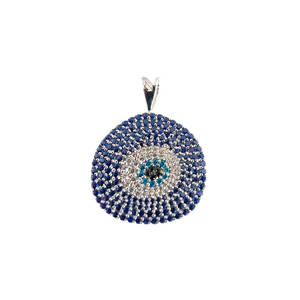 The Turkish Evil-Eye Eternal Protection Luxury Pendant Nazar Amulet <b>Crafted</b> with Blue Enamel, Symbolizing Spiritual Shielding - Product Image 3