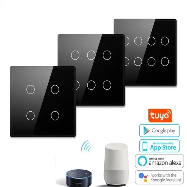 2025 Tuya WiFi Compatible Brazilian Standard 4/6/8 Gang Smart Home Wall Switch Plastic App Control Alexa Google Home