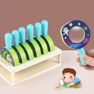 Creative Children's Wooden Magnifying Glass Toys Scientific Experiment Observation Ability Wooden Toys For Child