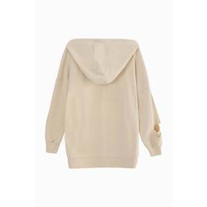 เสื้อสเวตเชิ้ตมีฮู้ดสีเบจสวมใส่สบายสำหรับผู้หญิงของโซลสำหรับสวมใส่ในชีวิตประจำวันแบบลำลอง เสื้อแขนยาวผ้าเนื้อนุ่ม - Product Image 2
