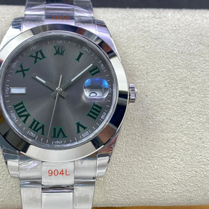 Montres mécaniques automatiques en acier inoxydable, 41 mm, avec lunette en métal doré poli, cadran gris ardoise, date, étanches à 100 m - Product Image 1