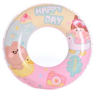 Bouée de natation rose mignonne pour enfants, design de dessin animé gonflable rond pour piscine, parc aquatique, utilisation par les enfants - Product Image 5