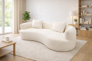 ผู้ผลิต OEM/ODM โซฟาโค้งรุ่นใหม่หุ้มผ้ากำมะหยี่สีครีมสำหรับเฟอร์นิเจอร์ห้องนั่งเล่น - Product Image 2