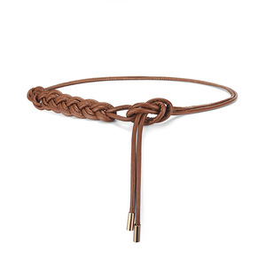 Ceinture fine en cuir PU noir Tiyo de 2,5 cm avec nœud chinois tressé à la main, style élégant pour robes, collection Printemps 2025 - Product Image 4