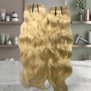 Extensions de cheveux naturels indiens vierges blonds ondulés, cuticules alignées, qualité supérieure, cheveux humains, 20 pouces de long, tissage de cheveux de grade Remy - Product Image 2