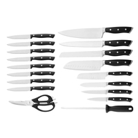 Ensemble de couteaux de cuisine en acier inoxydable gravé de 18 pièces avec manche en ABS, bloc en bois Pakka - Durable et éco-responsable