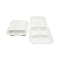 Milieuvriendelijke Wegwerp Bagasse Pulp Clamshell Maaltijddoos, Rechthoekige Of Vierkante Natuurlijke/Witte Bagasse Burger Doos Voor Afhaalmaaltijden
