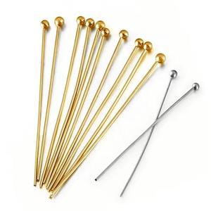 DIY Beading Jewelry Making Head Pins PVD Vacuum Gold Plated NO TARNISH Stainless <b>Steel</b> <b>Ball</b> Head Needle Pins - Product Image 1