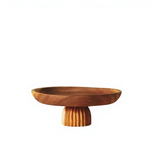 Cuenco para Servir Alimentos de Madera de Acacia con Base, Pulido, Estilo Vintage, Ecológico, Hecho a Mano, Decoración para el Hogar, Exhibición en Encimera BS - Product Image 6