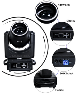 Muxxdj <span class=keywords><strong>Disco</strong></span> Đảng DJ Đèn 100W LED chùm ánh sáng không dây <span class=keywords><strong>DMX</strong></span> Pin di chuyển đầu chiếu sáng cho đám cưới Câu Lạc Bộ sân khấu sự kiện - Product Image 3