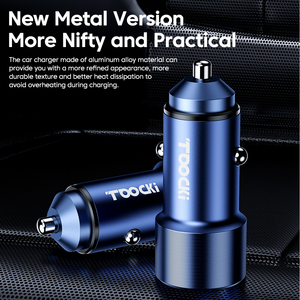 Toocki Ring Ambient Light Car Fast Charger Qc3.0 Dual Aluminio Metal Car Charger Simple Pd Fast Car Charger Fast - Product Image 6