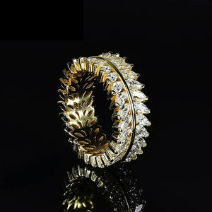 Anello da Donna Q918 Placcato Oro 22k con Diamante Taglio Marquise, Pietra Naturale Colore G, Design Elegante - Product Image 3