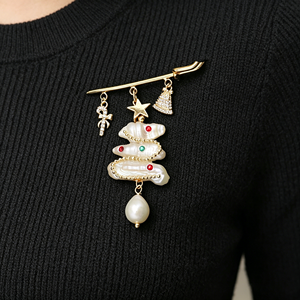 Broche de Perlas con Borde de Cuentas para Vestido Casual de Verano, Blusa, Cuello, Accesorio Ligero para Uso Diario - Product Image 1