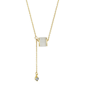Lucky Wheel Necklace White Gold Geometric Design Bezel Setting Collarbone Chain For Women Gift Occasion - Product Image 5