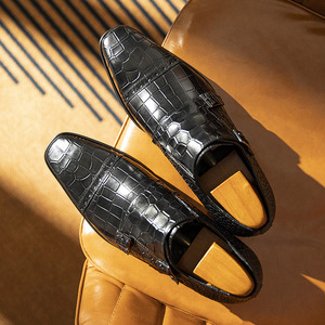 Zapatos de Cuero para Hombre a la Moda 2026, Diseño Slip-On de Cuero Genuino, Zapatos Formales de Negocios con Punta Cuadrada de Piel de Vaca, Zapatos Casuales de Vestir - Product Image 1