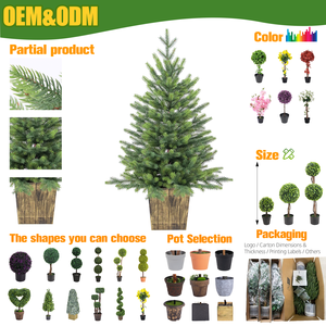 Sapin de Noël artificiel <span class=keywords><strong>en</strong></span> <span class=keywords><strong>pot</strong></span> avec base <span class=keywords><strong>en</strong></span> bois, branches de pin vertes, pour décoration de table ou de bureau <span class=keywords><strong>en</strong></span> intérieur - Product Image 4