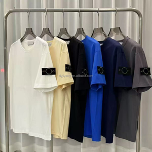 2025 Nueva base de moda clásica multicolor Casual transpirable 100% algodón piedra verano manga corta isla <span class=keywords><strong>camiseta</strong></span> para hombres - Product Image 6