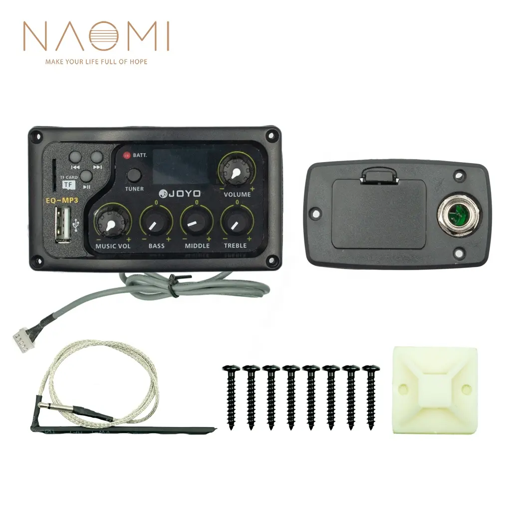 NAOMI JOYO EQ-MP3 müzik ses bas orta tiz varlık 3 bant Captador LCD ekran ile MP3 fonksiyonu gitar aksesuarları