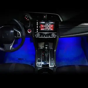 72 LED汽车脚氛围灯带点烟器音乐控制RGB多种模式汽车内饰装饰氛围灯