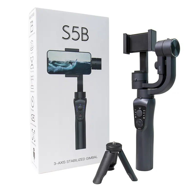 3d smart smooth handheld gimbal stabilizer S5B with shelf brackets zoom face tracking phone holder