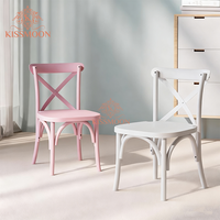 Chaises de mariage en plastique à dossier croisé, empilables, blanches, pour enfants, pour les fêtes d'enfants, pour les anniversaires