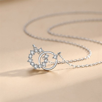 Bijoux fins Stock diamant Zircon Double anneau croix pendentif 925 collier en argent Sterling pour femmes filles