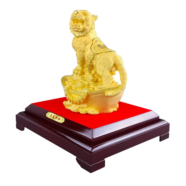 Custom New Year 2022 Mascot Metal Art Figurine of Animal Luxury Gifts for Home Decoration Pure 24K Gold Statue Golden Tiger